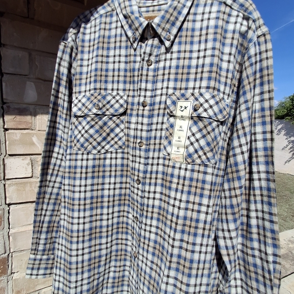 Outdoor Life Flannel Grey Brown Plaid Button-Down Long Sleeve Shirt  Men Size XL - Picture 8 of 16